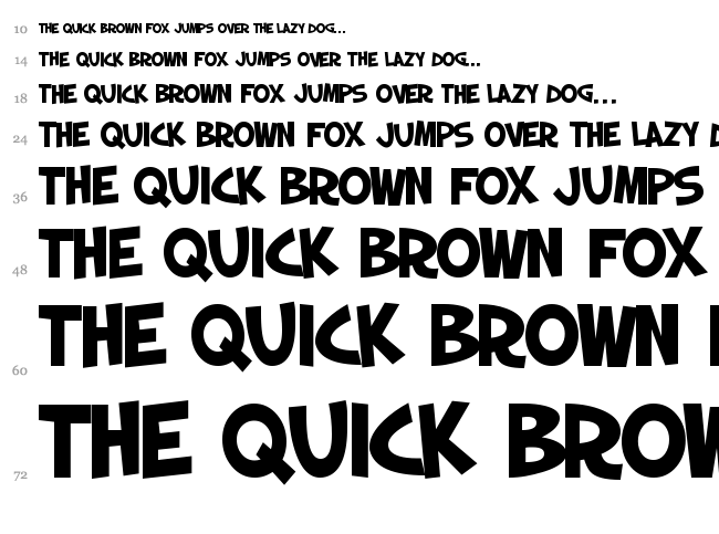 SF Slapstick Comic font waterfall